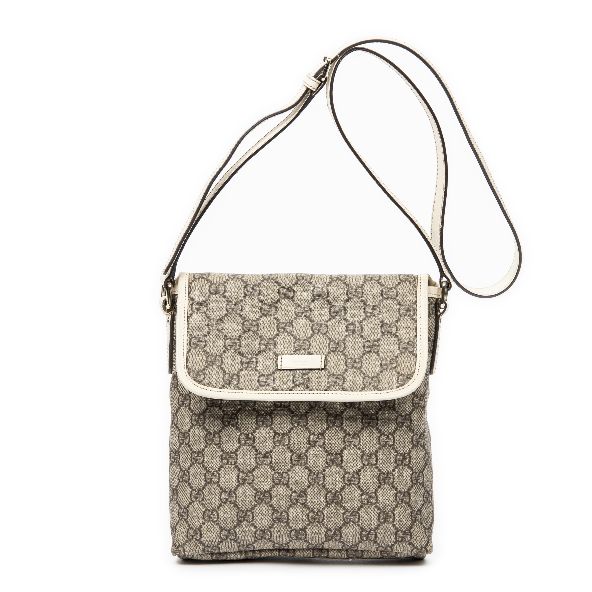 Gucci Beige Monogram Crossbody With White Trim